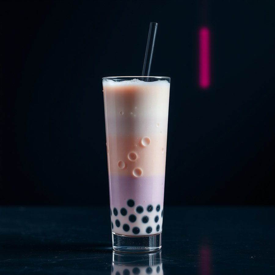 Frozen taro milk tea with boba