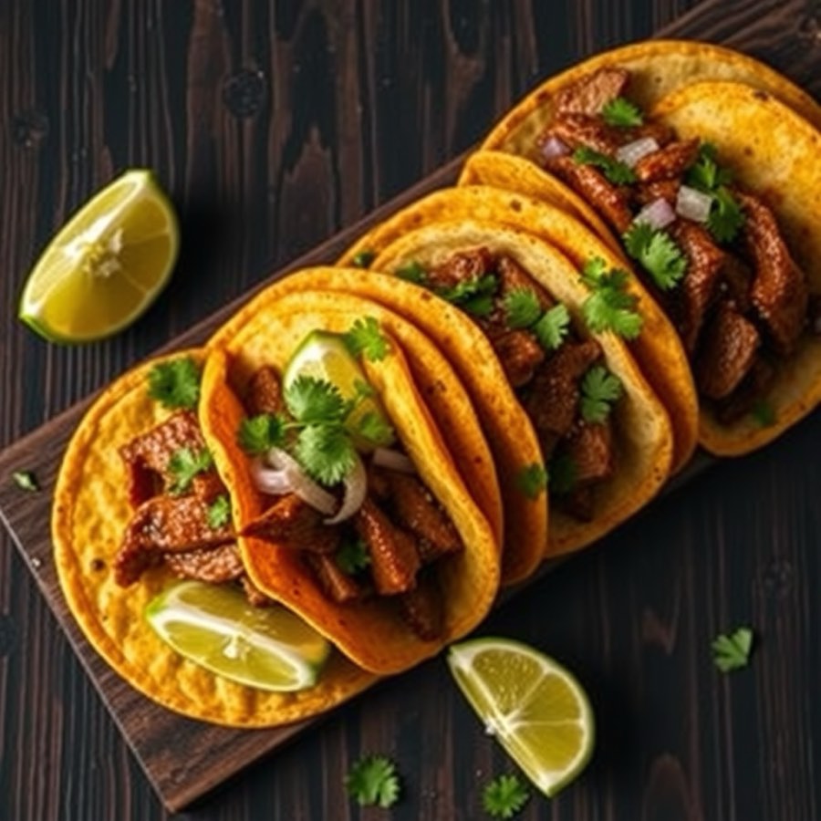 Street tacos al pastor on handmade tortillas